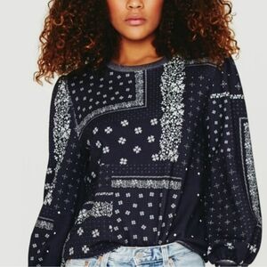 Adriano Goldschmied Hailey Sweatshirt Bandana Print Navy XS NWT